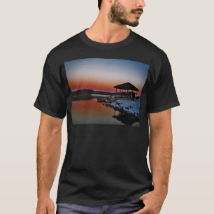 Snowy Sunset at Lake Arrowhead dock T-Shirt