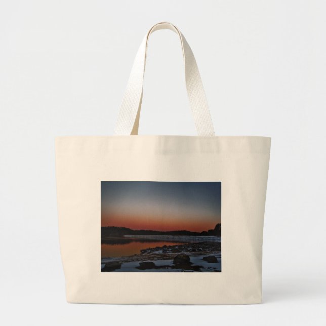 Snowy Sunset at Lake Arrowhead Large Tote Bag (Front)