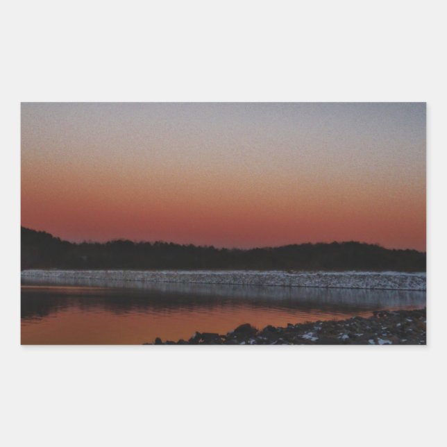 Snowy Sunset at Lake Arrowhead Rectangular Sticker (Front)