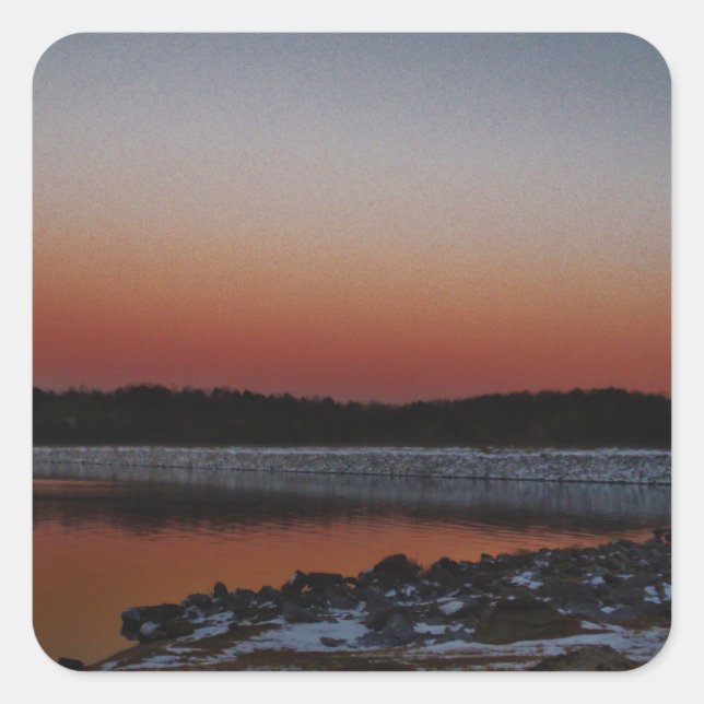 Snowy Sunset at Lake Arrowhead Square Sticker (Front)