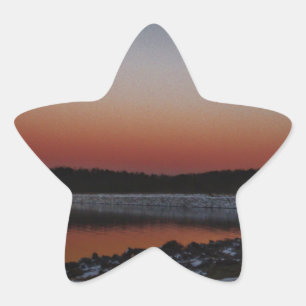 Snowy Sunset at Lake Arrowhead Star Sticker
