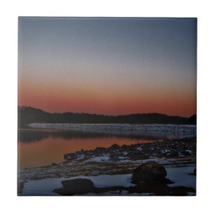 Snowy Sunset at Lake Arrowhead Tile