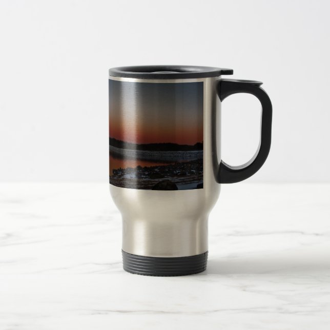 Snowy Sunset at Lake Arrowhead Travel Mug (Right)
