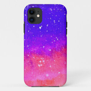 Snowy Sunset Pink Blue Yellow White Snowflakes iPhone 11 Case