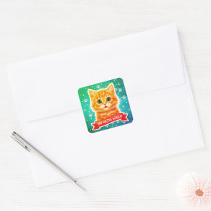 Snowy Surprise Cat Sticker – Cute Winter Kitten
