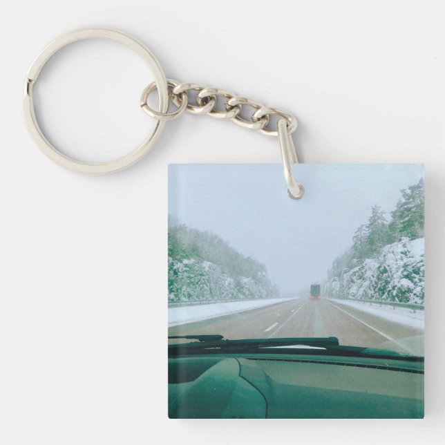 Snowy Swedish Road Trip Key Ring (Front)