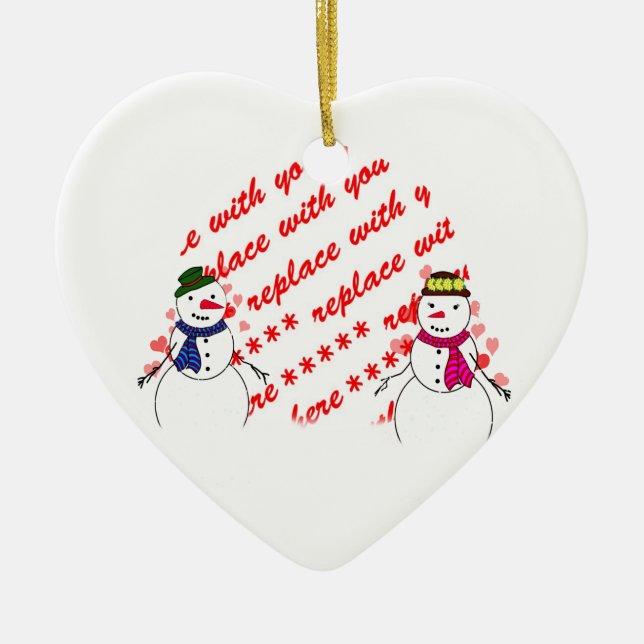 Snowy Sweethearts Photo Frame Ceramic Tree Decoration (Front)