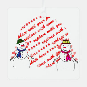 Snowy Sweethearts Photo Frame Metal Tree Decoration