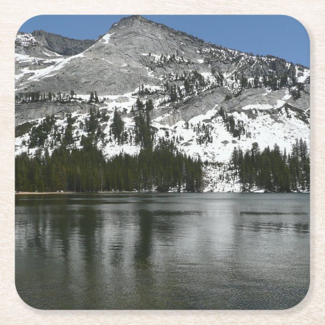 Snowy Tenaya Lake Yosemite National Park Photo Square Paper Coaster (Front)