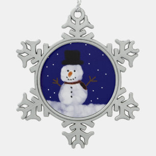 Snowy The Snowman Snowflake Pewter Christmas Ornament