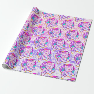 Snowy Tiger Cute Neon Kidcore Wrapping Paper