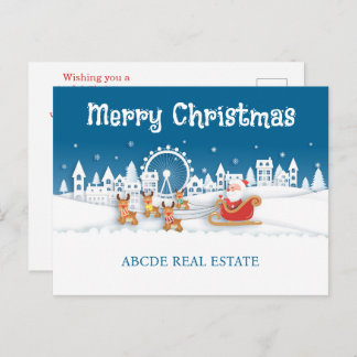 Snowy Town Real Estate Christmas Postcard