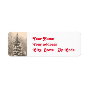 Snowy Tree Christmas Return Address Labels