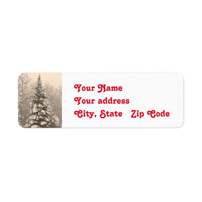 Snowy Tree Christmas Return Address Labels (Front)