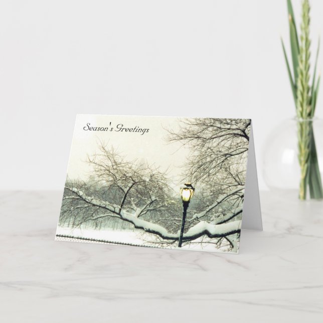 snowy tree greetings holiday card (Front)