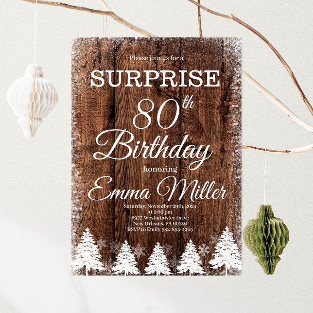 Snowy tree, Winter 80th Birthday, Women Invitation (Creator Uploaded)