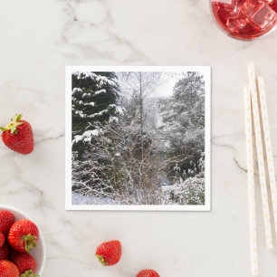 Snowy Trees Paper Napkin