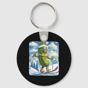 Snowy Vacation With Cross-country Skiing For Pickl Key Ring