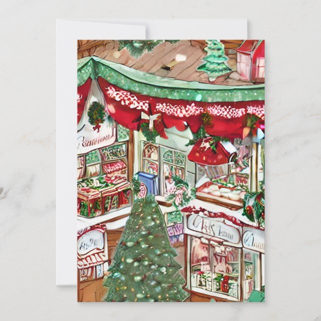 Snowy village Christmas card (Front)