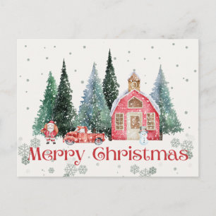 Snowy Village Christmas Postcard