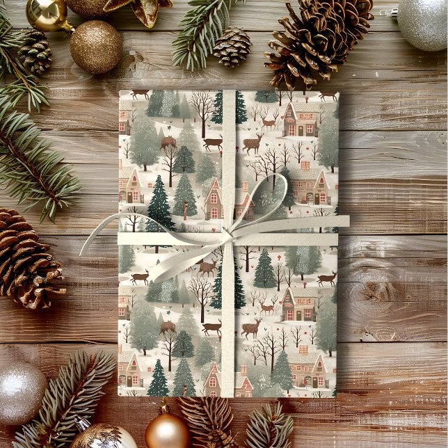 Snowy Village Cream Wrapping Paper (Creator Uploaded)
