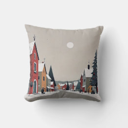 Snowy village,decorated for Christmas - Sticker Cushion