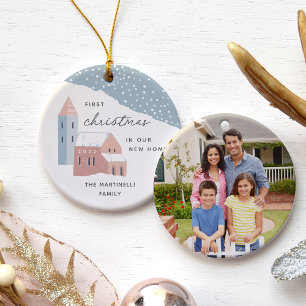 Snowy Village   First Christmas in Our New Home Ceramic Tree Decoration