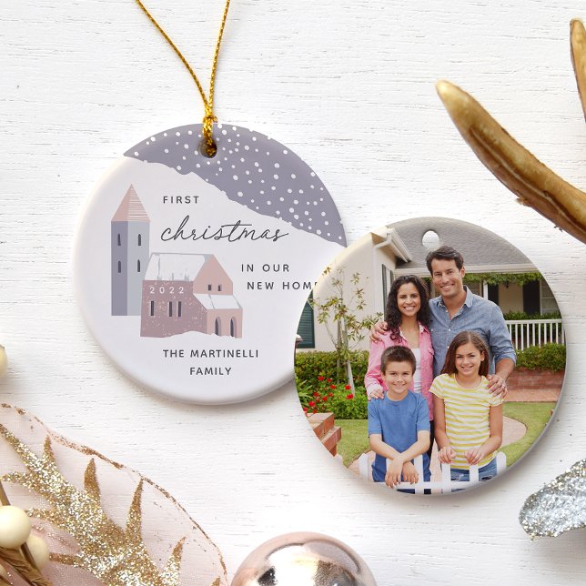 Snowy Village | First Christmas in Our New Home Ceramic Tree Decoration (Creator Uploaded)