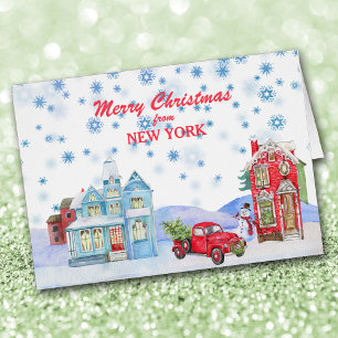 Snowy Village from New York Christmas Card