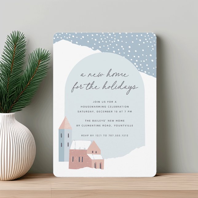 Snowy Village Holiday Housewarming Party Invitation (Creator Uploaded)