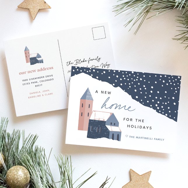 Snowy Village Holiday Moving Announcement Postcard (Creator Uploaded)