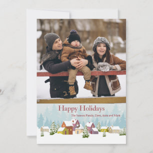Snowy Village Photo Holiday Card