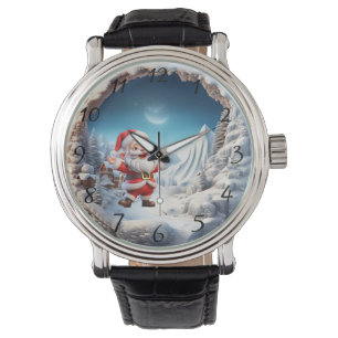 Snowy Village Santa Greetings Watch