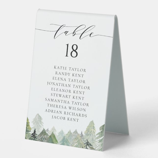 Snowy Watercolor Evergreen Forest Winter Wedding (Front)