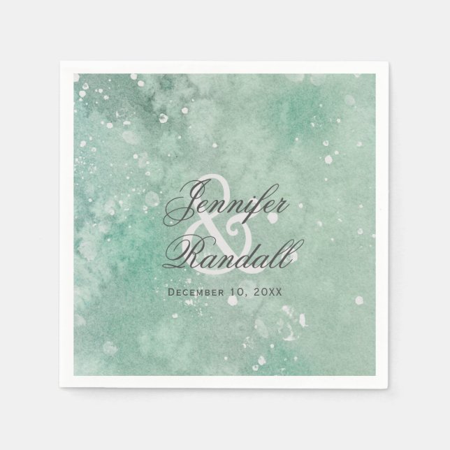 Snowy Watercolor Modern Winter Wedding Napkin (Front)