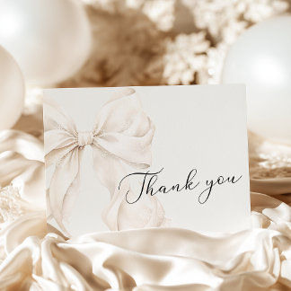 Snowy White Bow Bridal Shower Thank You Card
