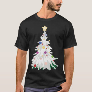 Snowy white Christmas tree with a star ornaments f T-Shirt