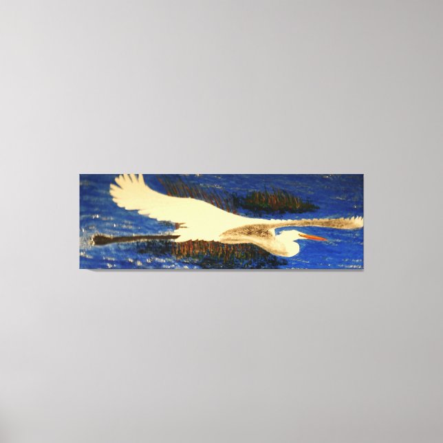 Snowy white egret "estuary" canvas print (Front)