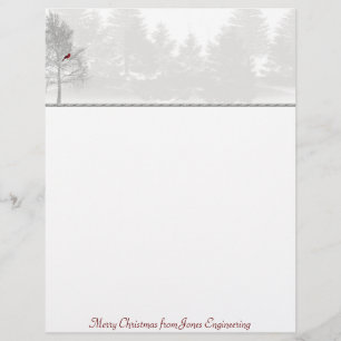 Snowy White Forest with Red Cardinal