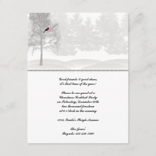 Snowy White Forest with Red Cardinal Invitation