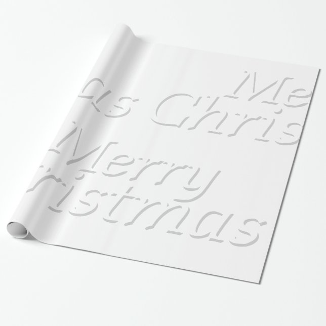 Snowy White Merry Christmas Wrapping Paper (Unrolled)