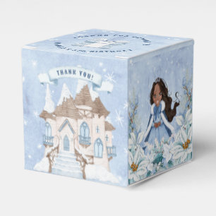 Snowy Winter African American Princess Birthday Favour Box