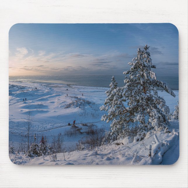 Snowy winter Baltic sea coast Mouse Mat (Front)