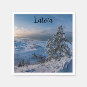 Snowy winter Baltic sea coast Napkin