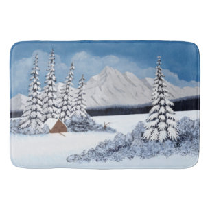 Snowy Winter Bath Mat