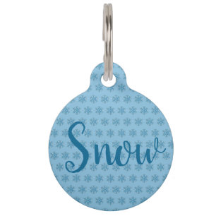 Snowy Winter Blue Snowflake Snow Flake Blizzard Pet Tag