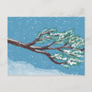 Snowy Winter Branches Hand-Drawn Postcard