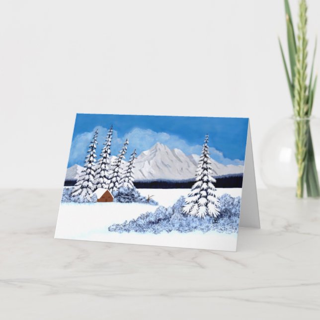 Snowy Winter Bright Folded Greeting Card (Front)