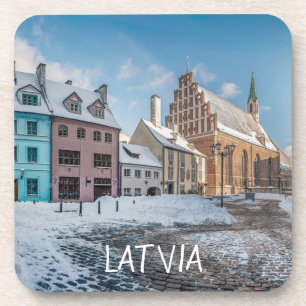 Snowy winter city centre in Riga, Latvia Coaster