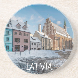 Snowy winter city centre in Riga, Latvia Coaster
